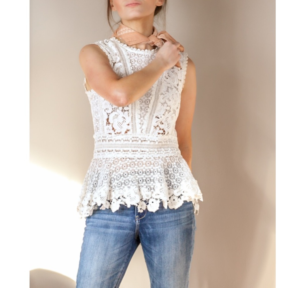 Blush pink Rebecca Taylor lace peplum size 0